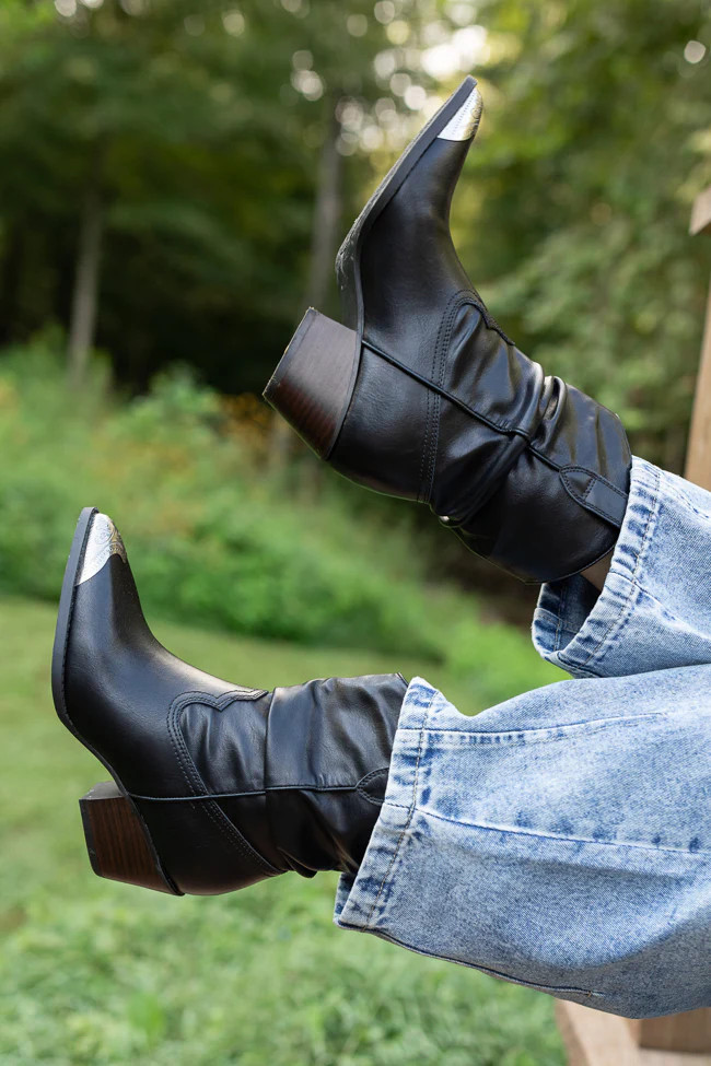 Heather Black Slouch Boots Emily Fauver X Pink Lily | Pink Lily