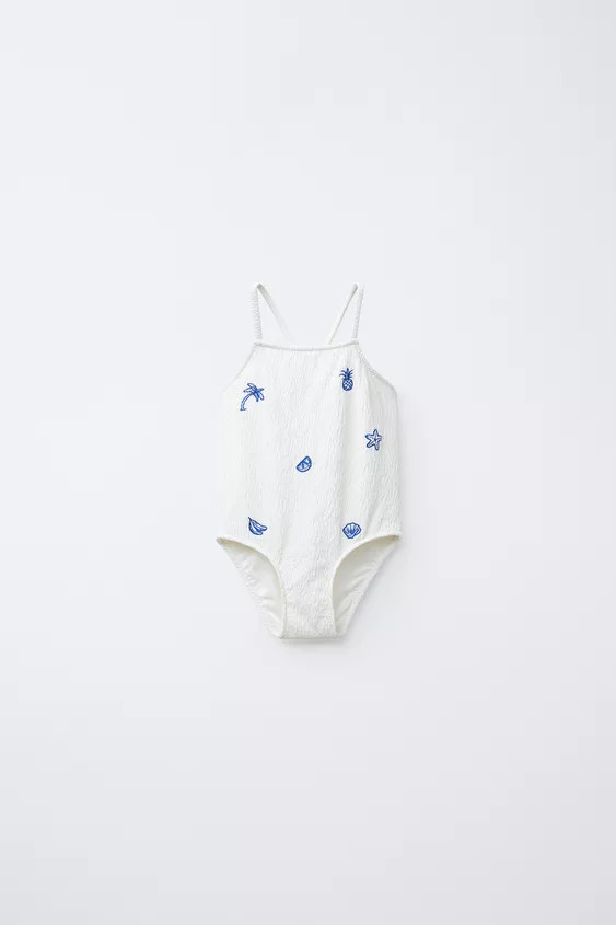2-6 YEARS/ EMBROIDERED TEXTURED SWIMSUIT | Zara US