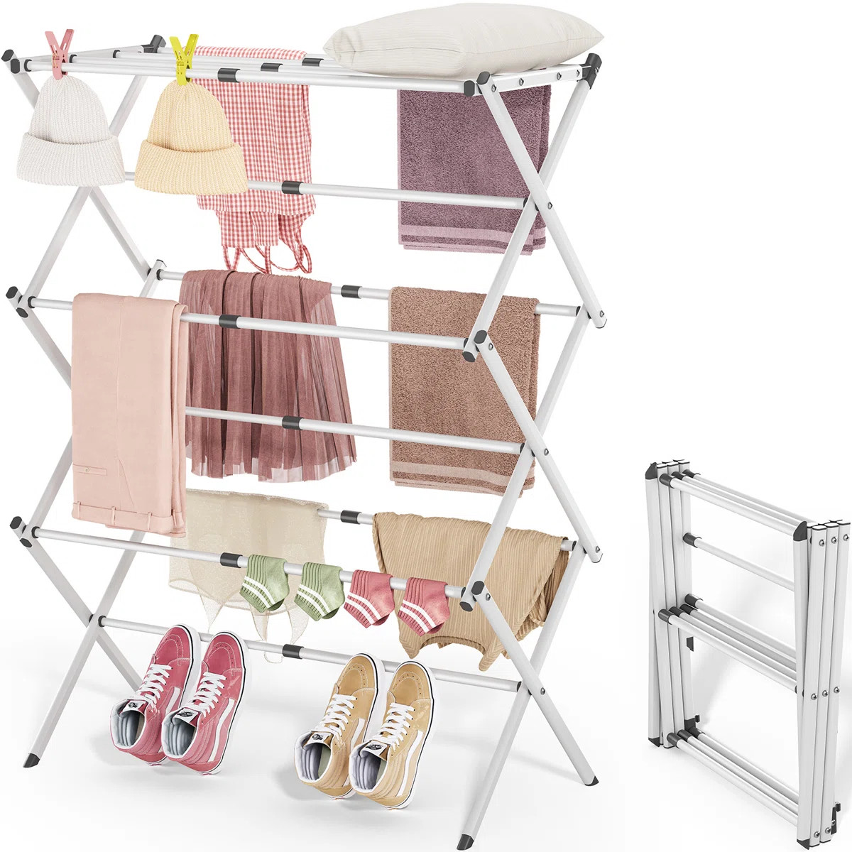 Metal Folding Clothes Drying Rack,Large Capacity Laundry Drying Rack,Drying Rack,Laundry Hanging Rack,Laundry Rack | Wayfair North America