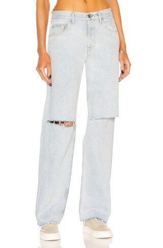 GRLFRND Bella Low Rise Boyfriend in Denim-Light | FWRD 