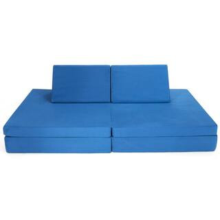 4-Piece Blue Convertible Kids Couch or 2-Chairs Toddler to Teen Sofa and Play Set | The Home Depot