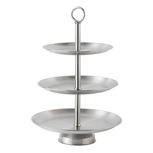 Metal 3 Tier Round Serving Tray, Cupcake Dessert Appetizer Stand, Stainless Steel Cake Cupcake Tower Stand Holder for Home Garden Display Wedding Bridal Shower Birthday Party Supplies (Silver) | Amazon (US)