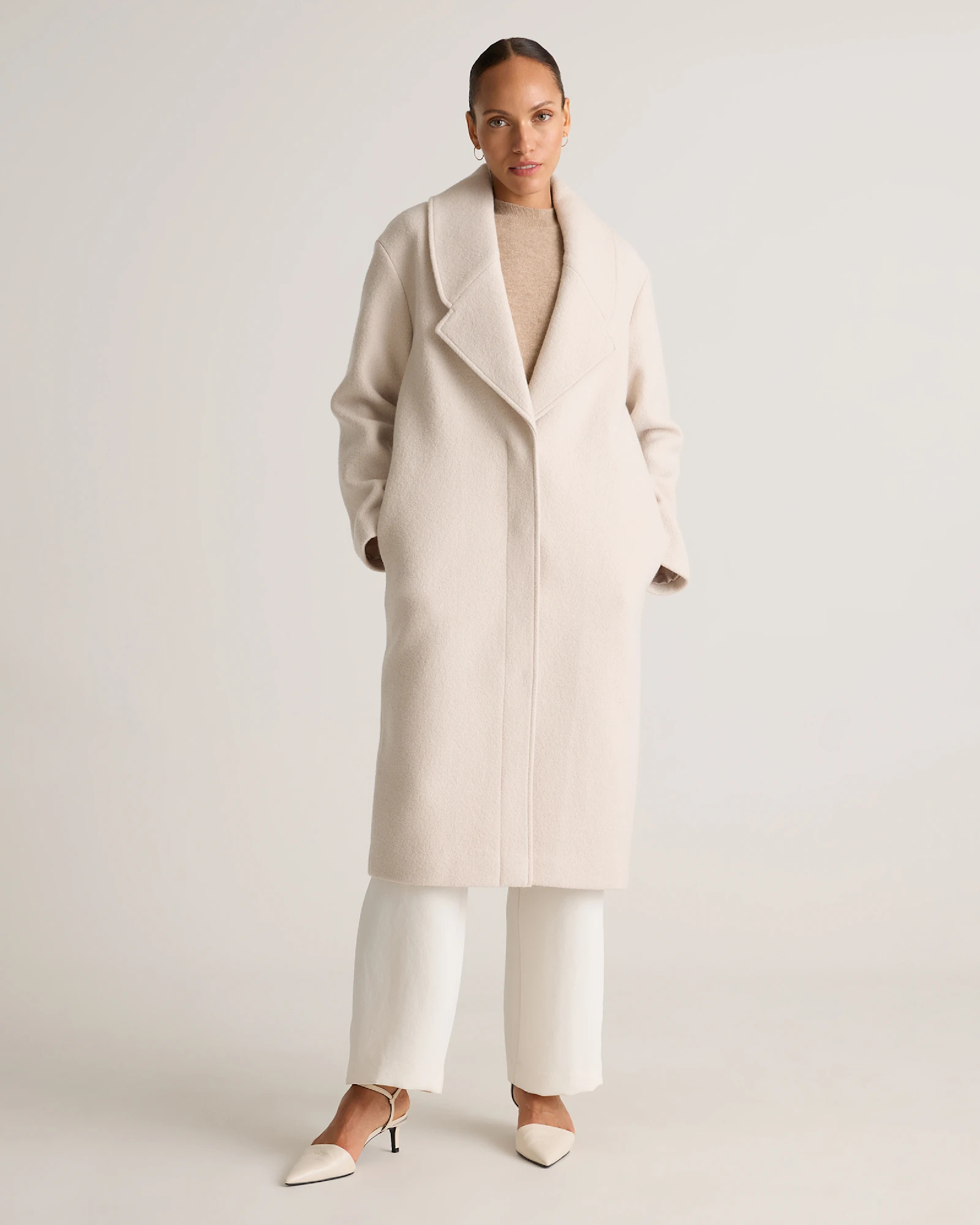 100% Merino Wool Shawl Collar Long Coat | Quince