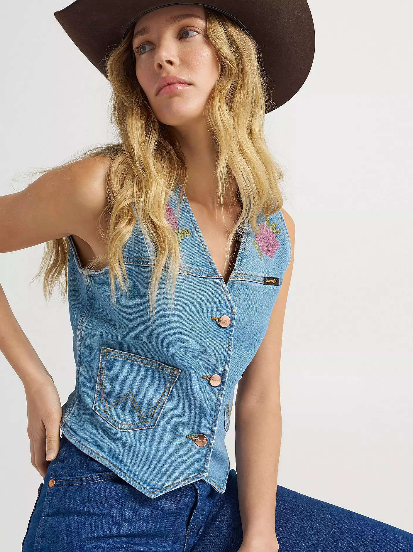 Lainey Wilson x Wrangler Embroidered Denim Vest | Wrangler