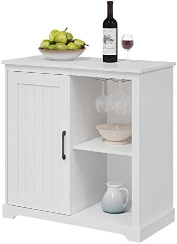 Panana Kitchen Storage Cabinet, Accent Sideboard Buffet Farmhouse Floor Storage Cabinet White Cof... | Amazon (US)