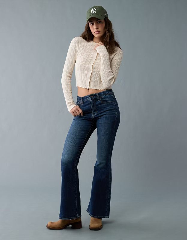 AE Ribbed Crew Neck Cardigan | American Eagle Outfitters (US & CA)