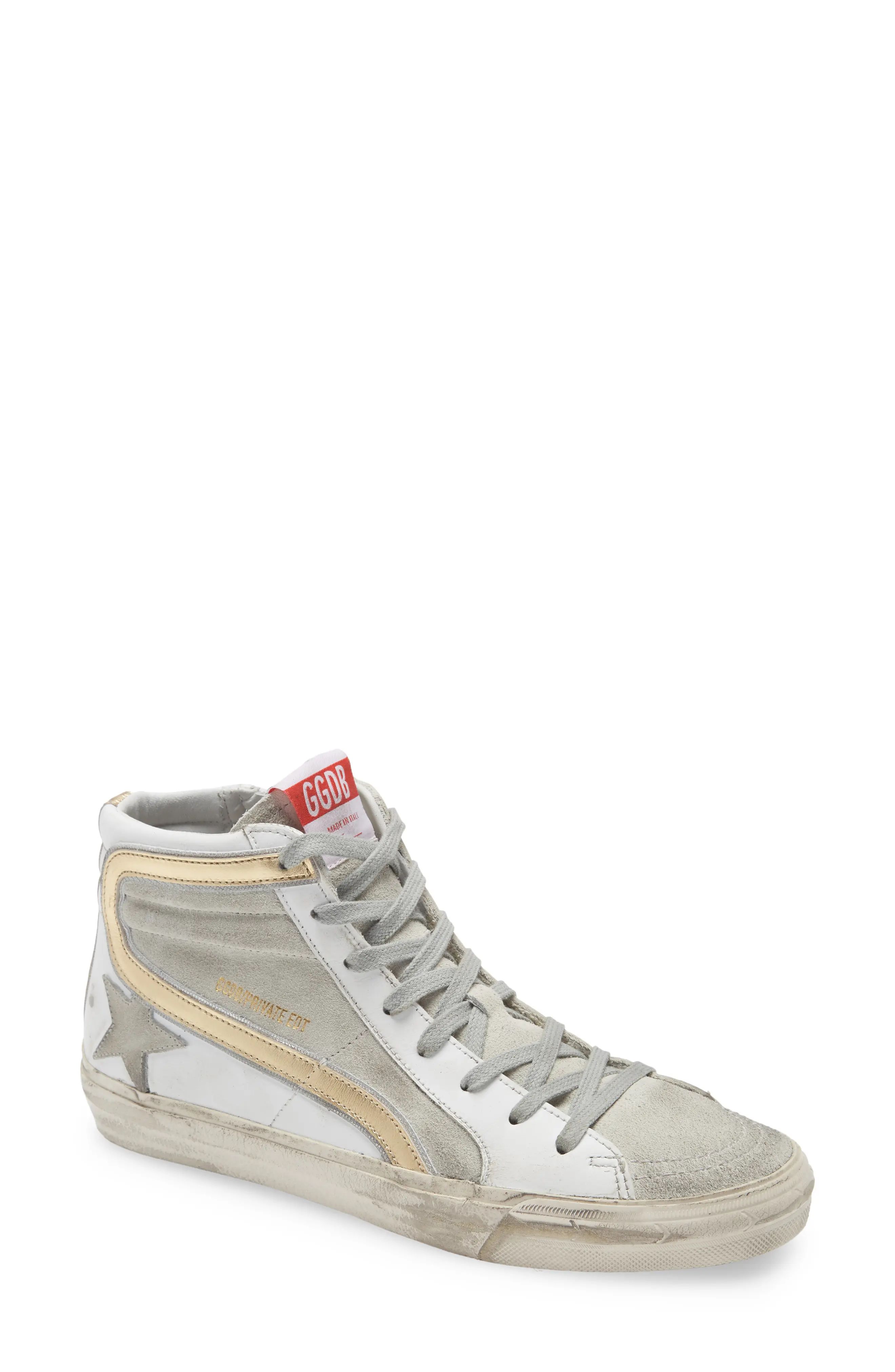 Golden Goose Slide High Top Sneaker in White Leather/Ice Suede at Nordstrom, Size 11Us | Nordstrom