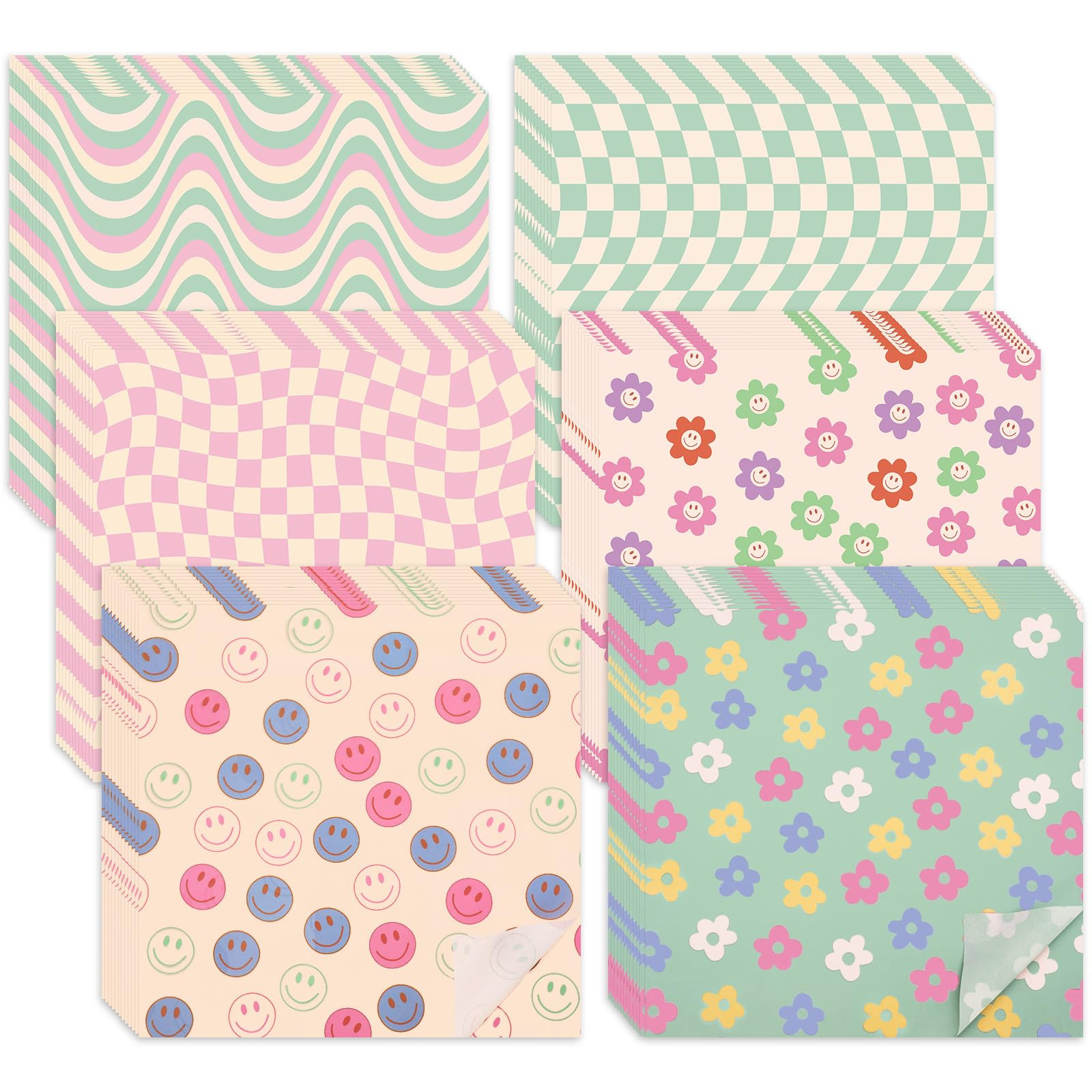Whaline 240Pcs Groovy Deli Paper Pastel Retro Smile Daisy Checkered Food Sandwich Wrapping Paper ... | Amazon (US)
