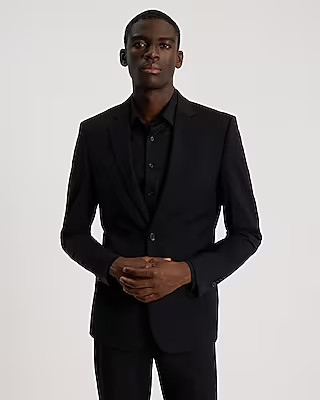 Extra Slim Solid Black Wool-Blend Modern Tech Suit Jacket | Express