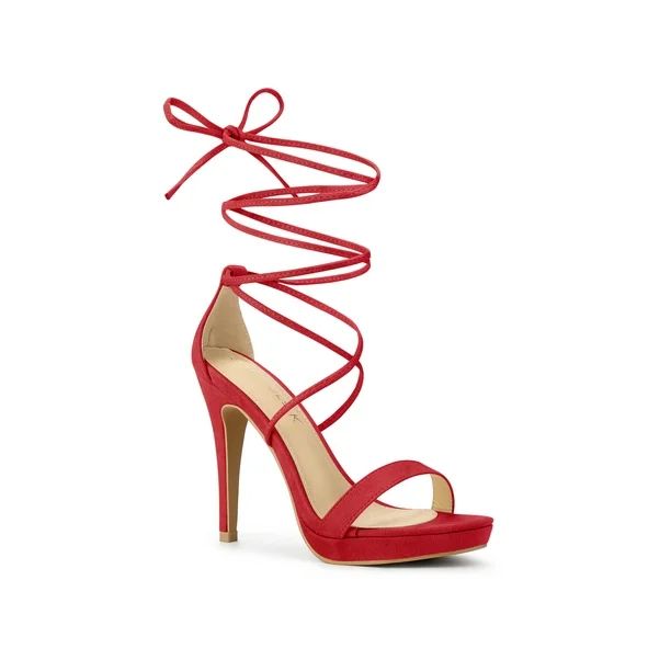 Allegra K Women's Platform Heeled Lace up Stiletto Sandals | Walmart (US)