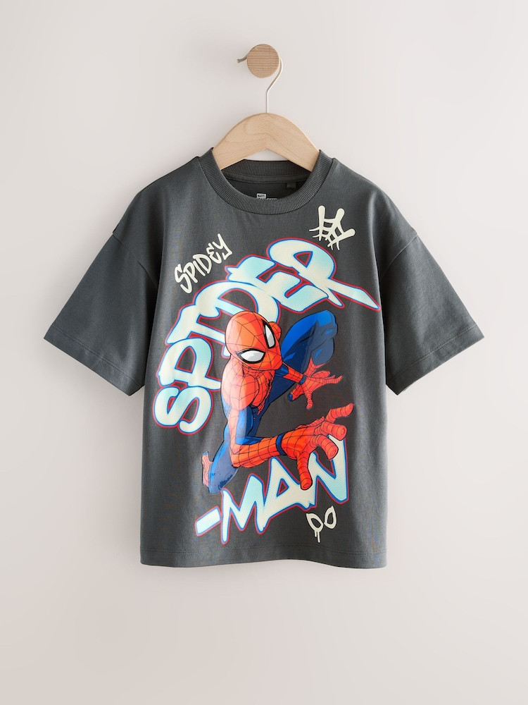 Charcoal Grey Gel Spiderman Short Sleeve T-Shirt (3-16yrs) | Next US