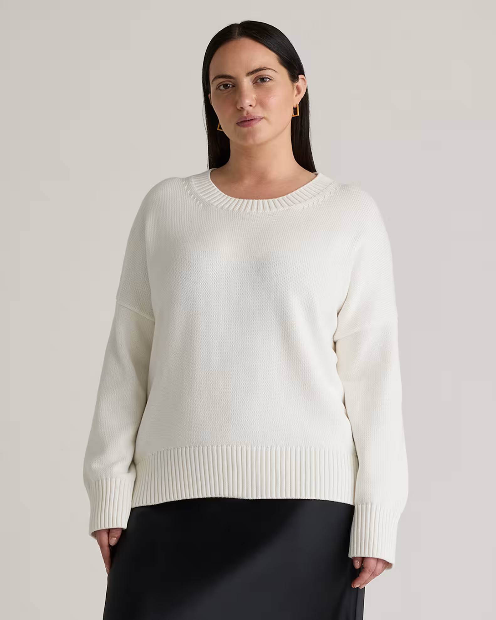 100% Organic Cotton Boyfriend Crew Sweater in Ivory | Quince