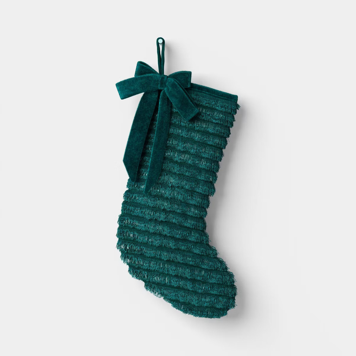 21" Christmas Fringe Fabric Stocking with Bow Green - Wondershop™ | Target