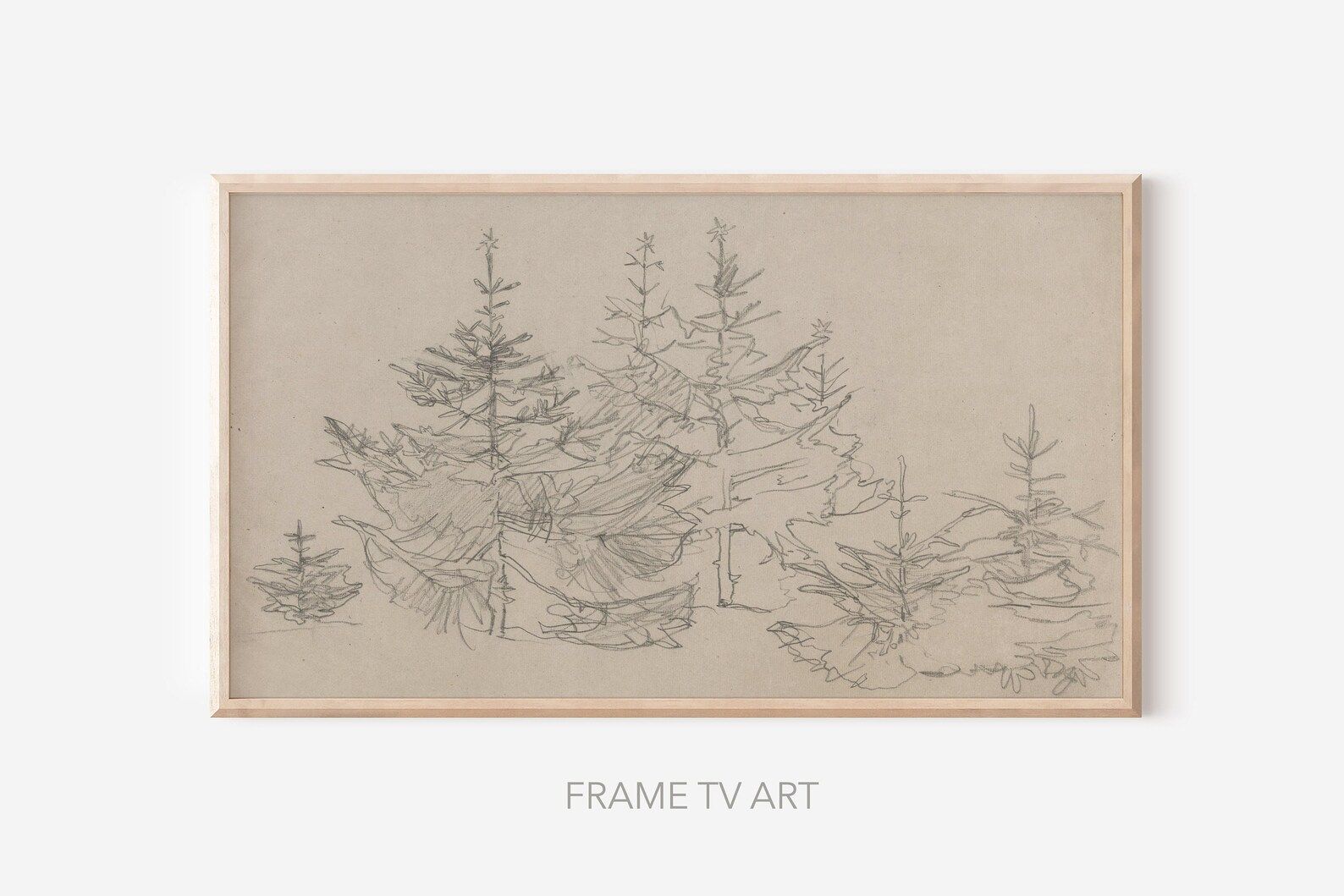 Samsung Frame TV Art Winter, Christmas Tree Sketch, Winter Painting, Art For TV, TV Art, Digital ... | Etsy (US)