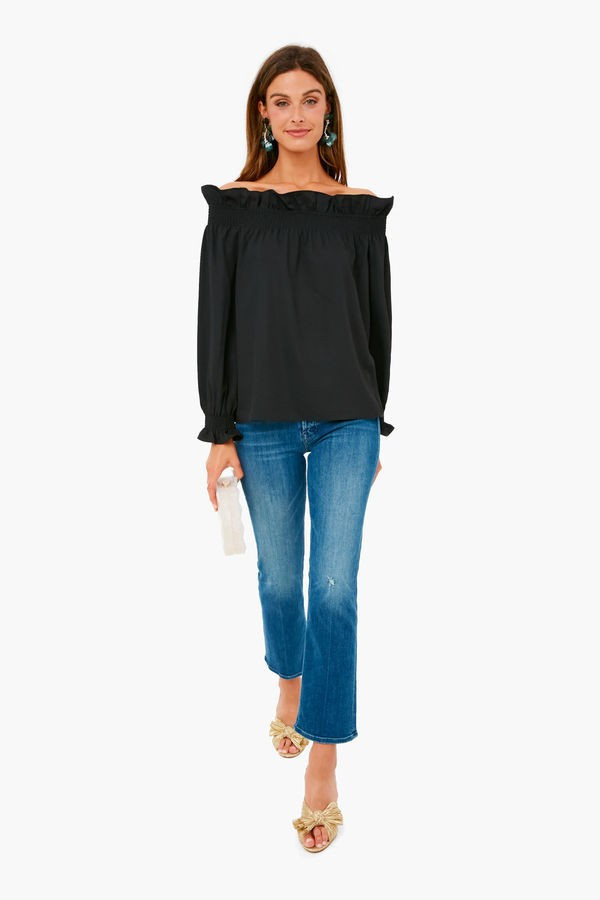 Black Off the Shoulder Marguerite Blouse | Tuckernuck (US)