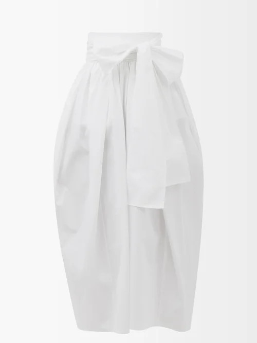 Cecilie Bahnsen - Junita Waist-sash Cotton-poplin Midi Skirt - Womens - White | Matches (UK)