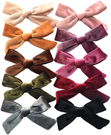 Amazon.com: Fall Baby Girls Velvet Hair Bow Clips, Boutique 4" Bow Hair Alligator Clips Accessori... | Amazon (US)