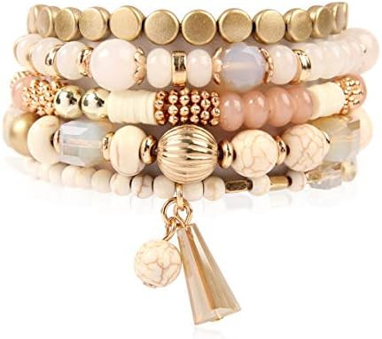 RIAH FASHION Bohemian Mix Bead Multi Layer Versatile Statement Bracelets - Stackable Beaded Stran... | Amazon (US)