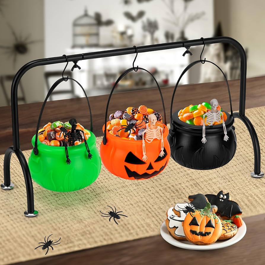 Witches Cauldron Serving Bowls on Rack 3 Packs Halloween Candy Servers Decor Bowl for Indoor Outd... | Amazon (US)