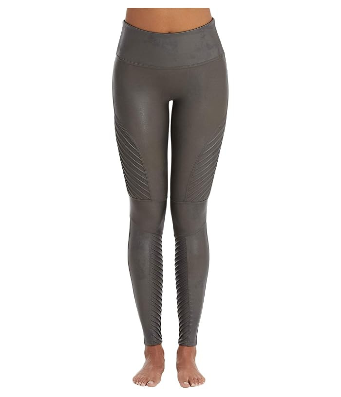 Spanx Faux Leather Moto Leggings (Gunmetal) Women's Casual Pants | Zappos