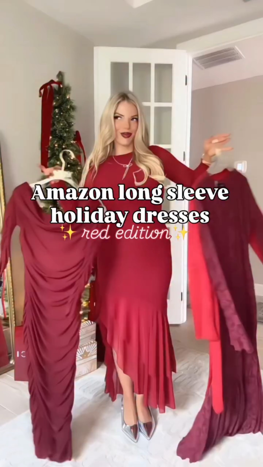Type “AMAZON DRESSES” and I’ll send you the 🔗’s to all of these cute holiday dresses! Ps. You just be following me or else IG won’t let me dm you :( 

Loving all of these long sleeve dresses options for the holidays! I’m a skort and sweater girly myself so I’ll do a roundup of those looks next! Do ya’ll have any fun holiday events coming up?! I’d love to hear about them! Wearing a small in all dresses! 🤍🫶🏼🎄🎅🏼💫

#amazonfashion #amazon #amazonstyle #christmasdresses #christmasoutfits @amazon @shop.ltk