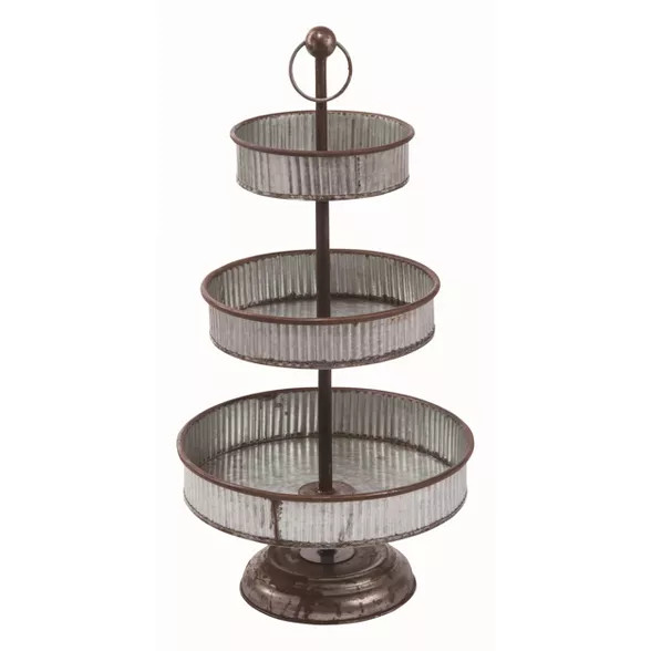 Transpac Metal 27" Silver Spring 3 Tier Serving Tray | Target