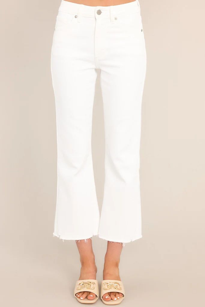 Terrific Timing White Cropped Flare Jeans | Red Dress
