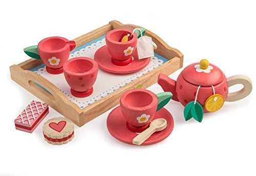 Tender Leaf Toys - Tea Tray Set - Wooden Pretend Food Play Toy with Tea Bags, Snacks, Teapot and Treats for Afternoon Tea Party - Develops Problem Solving Skills and Imaginative Play - Age 3+ | Amazon (US)