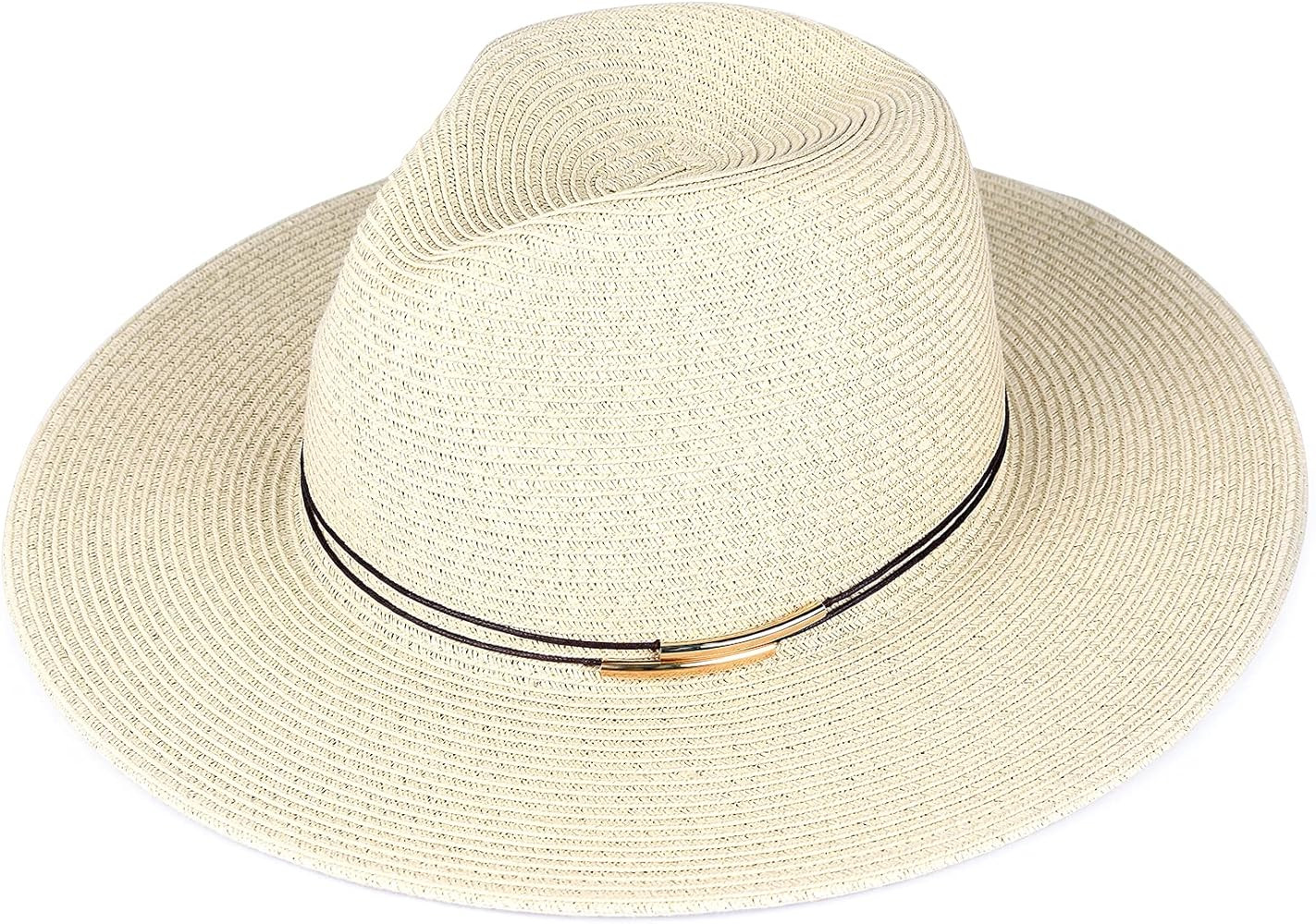 FURTALK Panama Hat Sun Hats for Women Men Wide Brim Fedora Straw Beach Hat UV UPF 50 | Amazon (US)