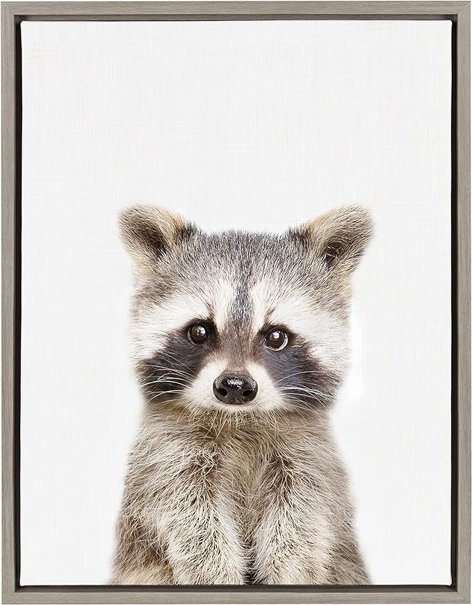 Kate and Laurel Sylvie Baby Raccoon Animal Print Portrait Framed Canvas Wall Art by Amy Peterson,... | Amazon (US)