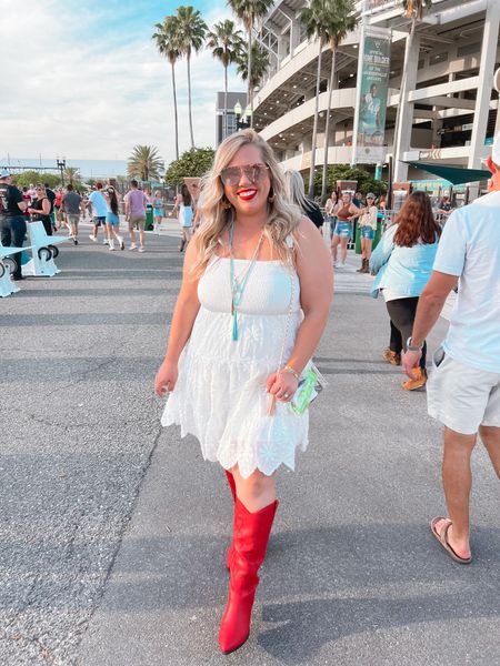 Concert fit 👢❤️ 

Wearing a large in the dress. Sized up a half size in the boot. So comfy! 



#LTKSeasonal #LTKFestival #LTKmidsize