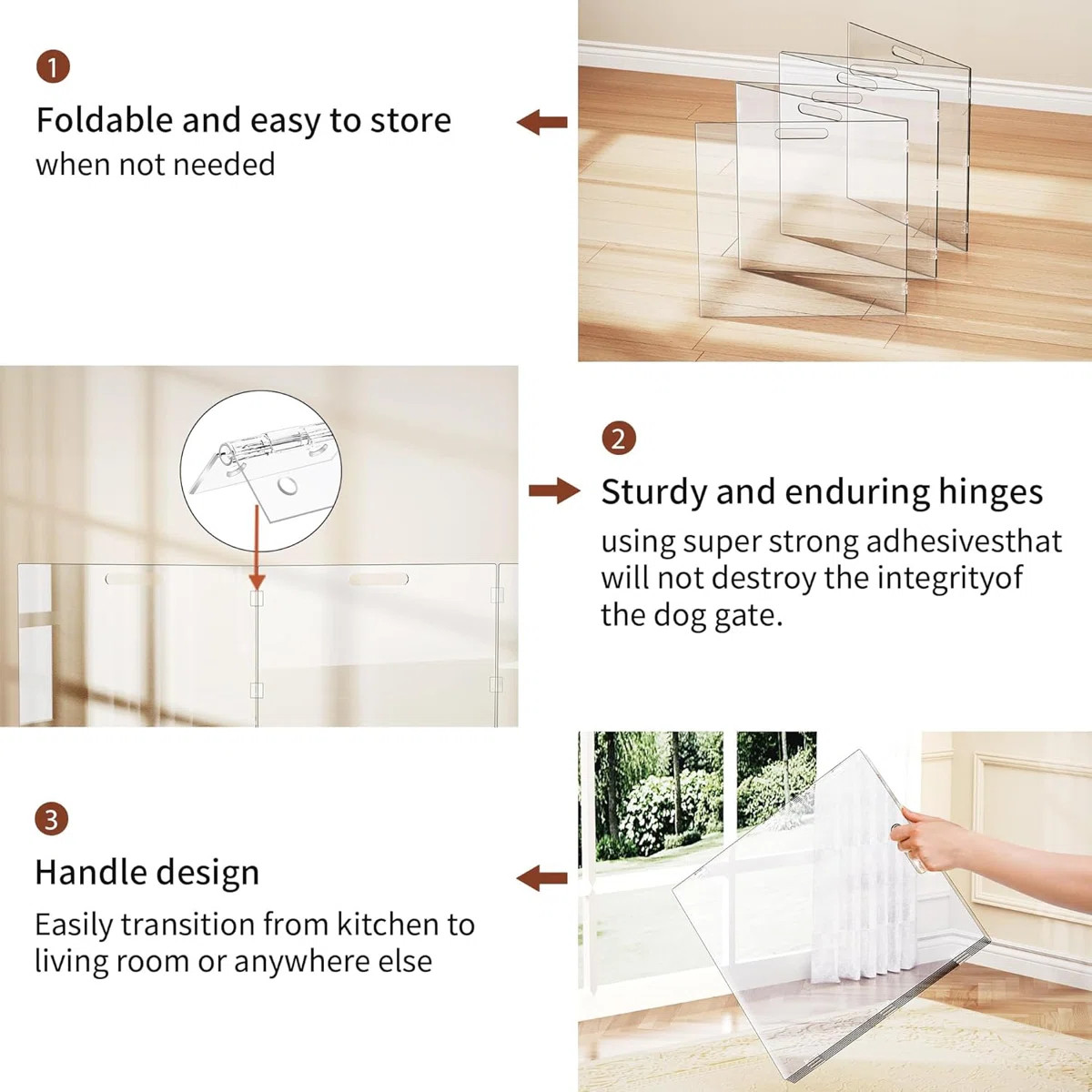 4-Panel Indoor Foldable Pet Gate for The House Doorways, Clear Acrylic Dog Playpen | Wayfair North America