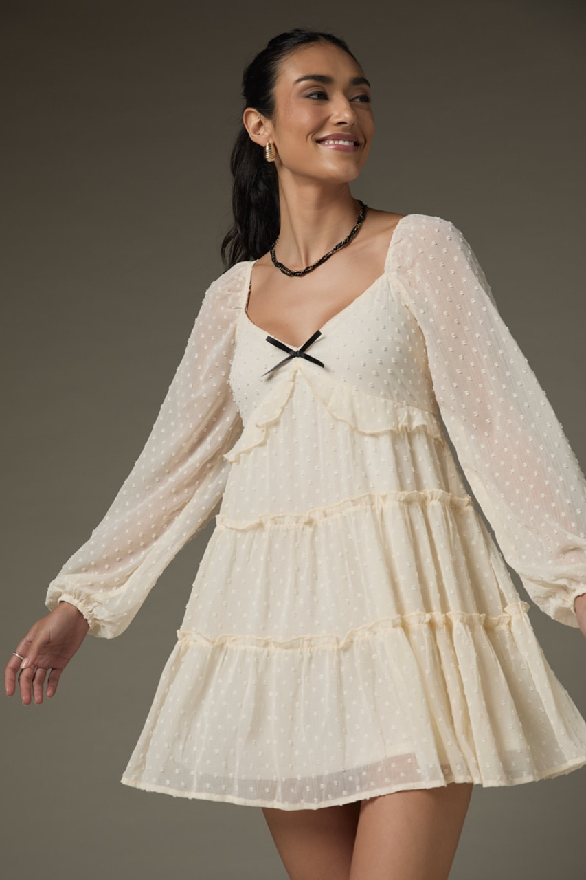 Pam Clip Dot Ruffle Tiered Mini Dress | Francesca's