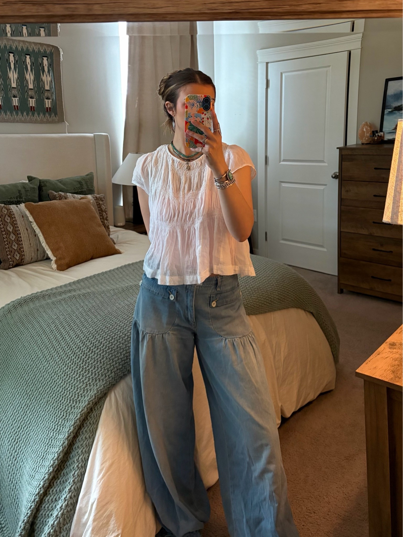 XS in top! 
Sized up in pants