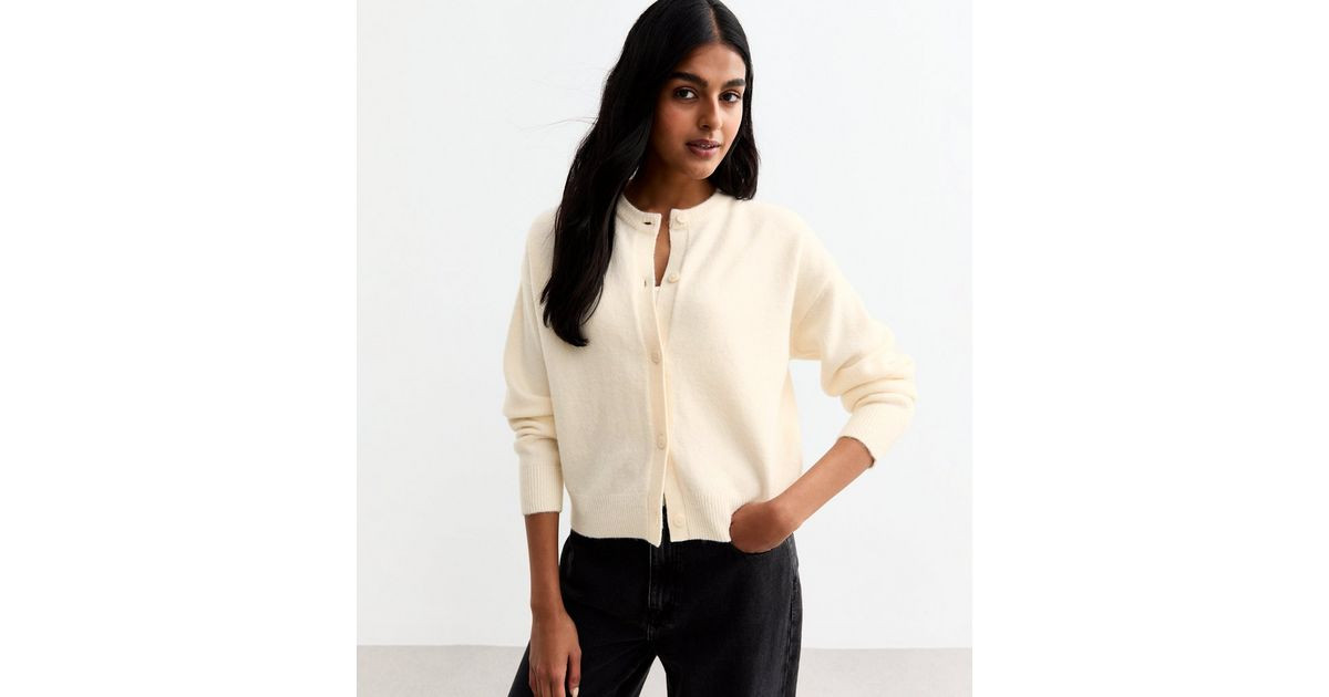 Cream Soft Knit Crew Neck Cardigan | New Look | New Look (UK)