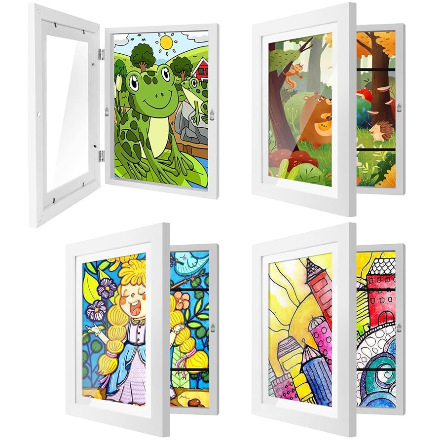 4 Pack Kids Art Frames 8.5x11 Inch Kids Artwork Flip Frame Changeable for Picture Display, Childr... | Amazon (US)