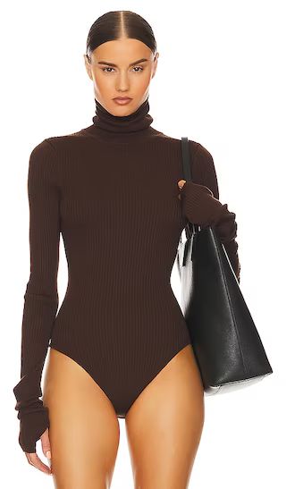 Edita Turtleneck Bodysuit in Dark Brown | Revolve Clothing (Global)