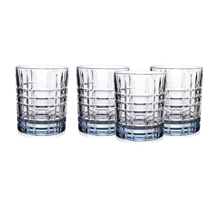 11oz 4pk Crystal Boundary Double Old-Fashion Glasses - Godinger Silver | Target