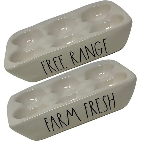 Rae Dunn FARM FRESH And FREE RANGE Egg Holder - Ceramic | Walmart (US)