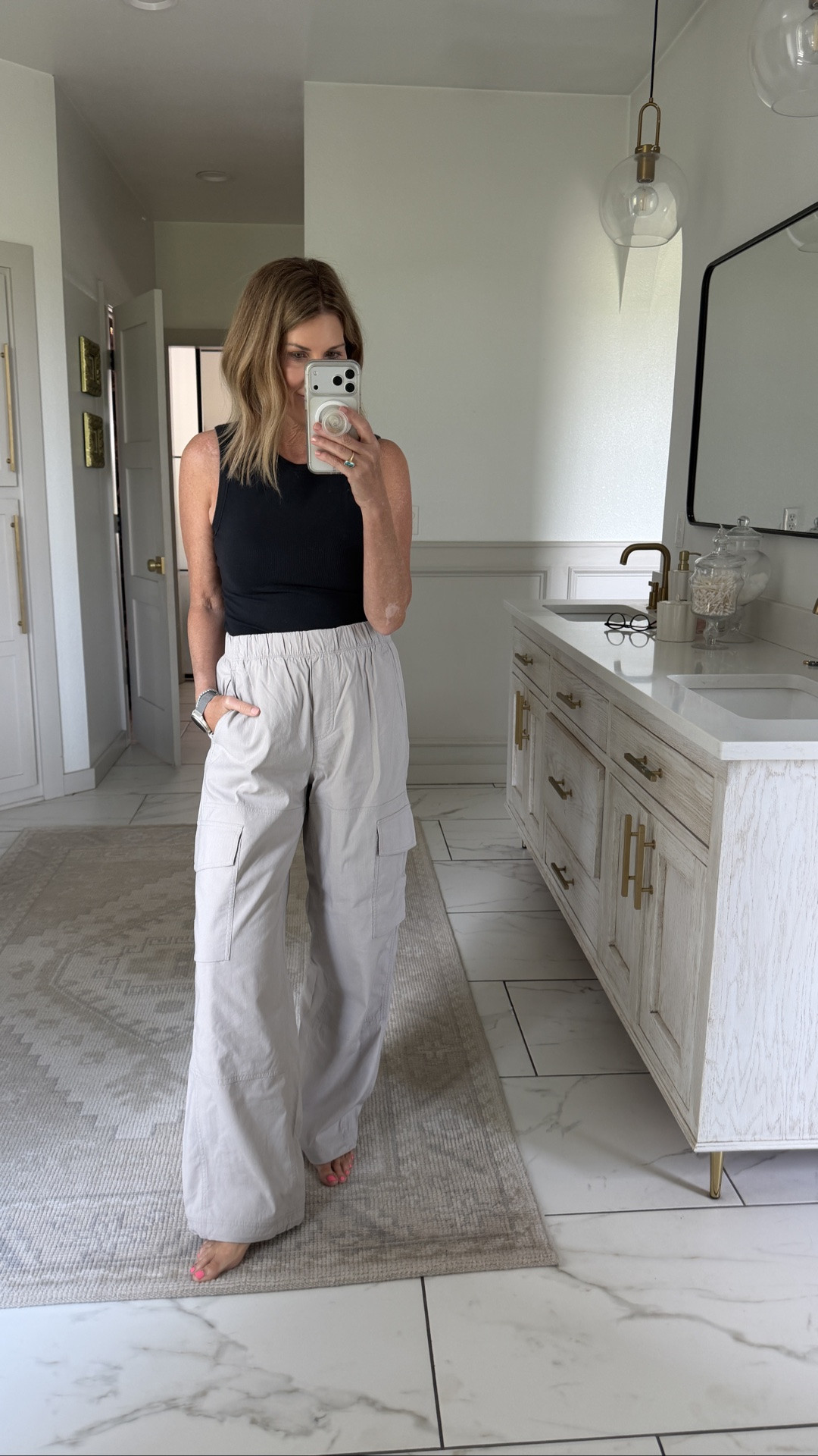 New lululinen cargo pants at lululemon cinchable shock cord hems midrise relaxed fit. I’m in a small

#LTKOver40