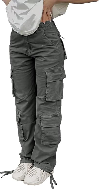 Cargo Pants for Women High Waisted Casual Pants Baggy Y2k Straight Wide Leg Pants with Pockets St... | Amazon (US)