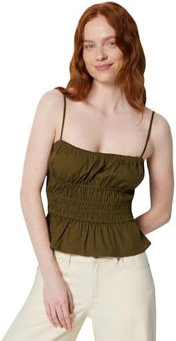 Amazon Essentials Women's Regular-Fit Smocked Cotton Stretch Poplin Tank | Amazon (US)