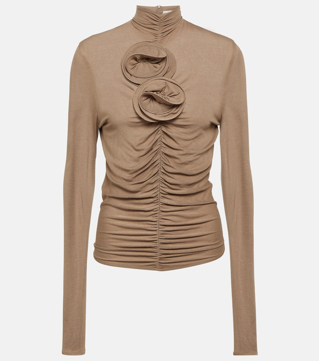 Floral-appliqué ruched jersey top | Mytheresa (UK)