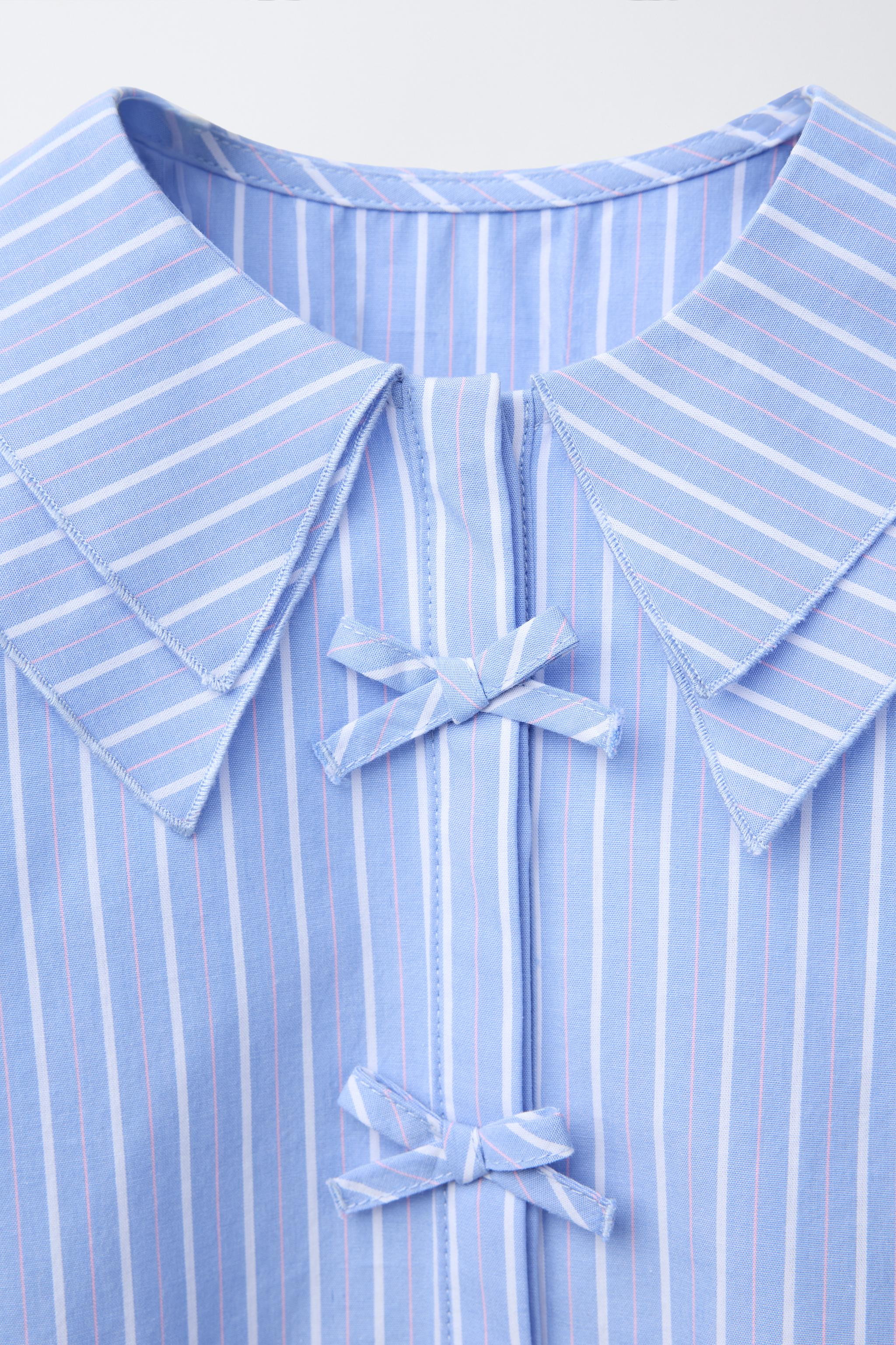 BOW TRIM STRIPED SHIRT | Zara US