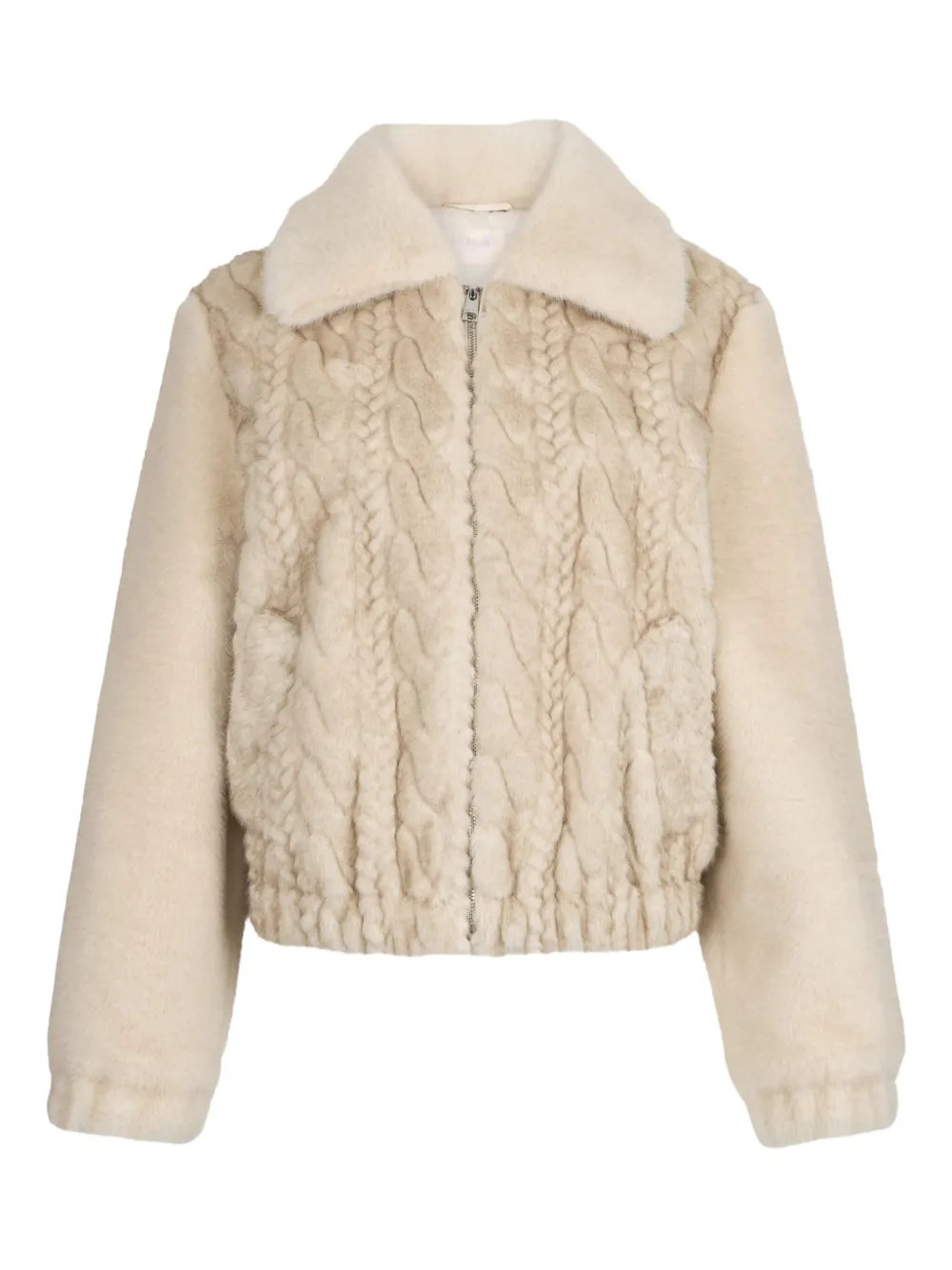 LIU JO cable-knit Teddy Coat | Neutrals | FARFETCH | Farfetch Global