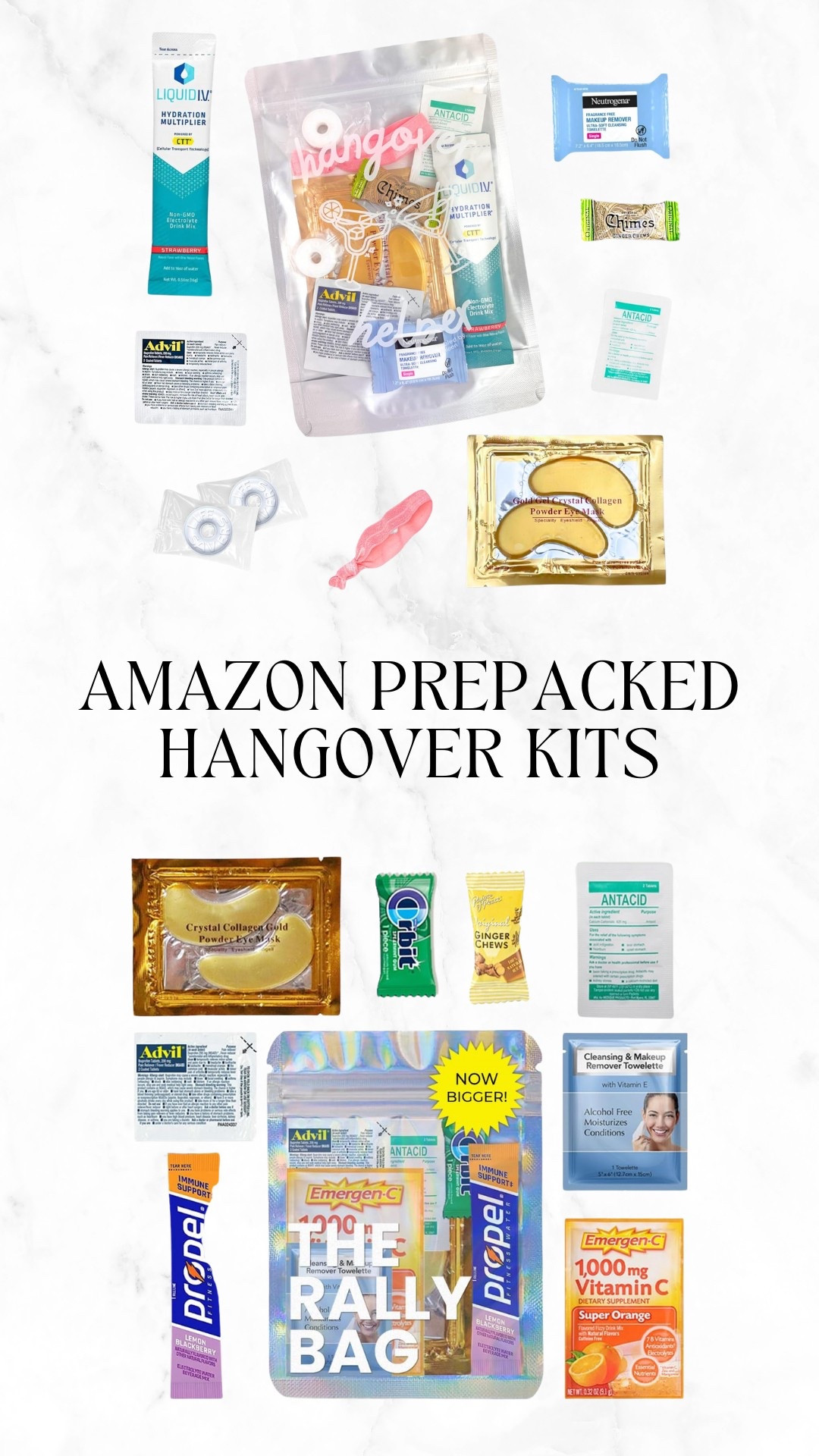 Be prepared for the morning after! These Amazon prepackaged hangover kits are a must-have for any bachelorette party or girls weekend. Packed with essentials like Advil, mints, hair ties, and electrolyte packets to keep the party going! ✨💖 #BacheloretteParty #HangoverKit #GirlsWeekend #AmazonFinds

#LTKWedding #LTKTravel #LTKFindsUnder50