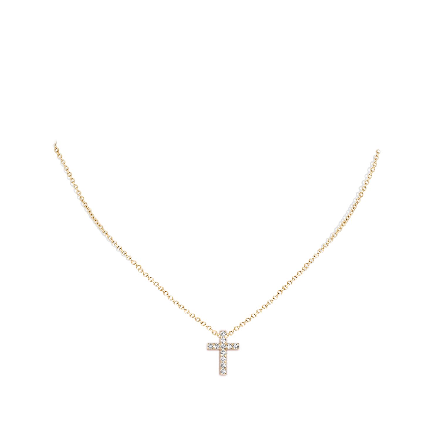 Flat Prong-Set Diamond Cross Pendant | Angara | Angara