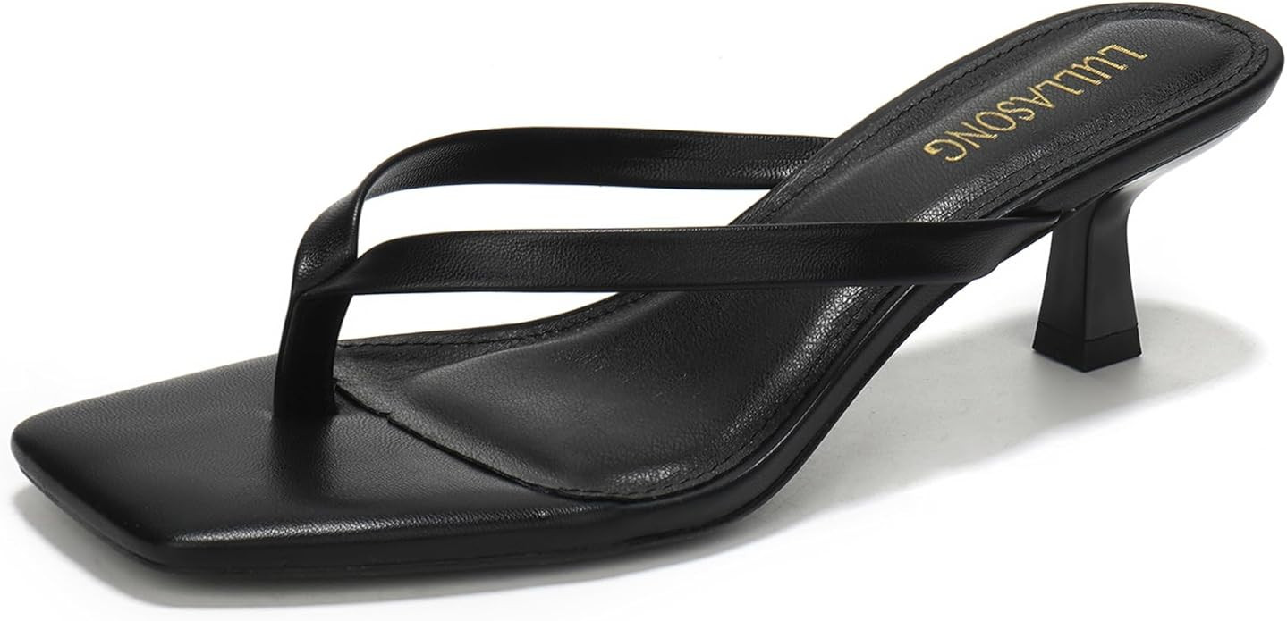 Women's Kitten Heels Sandals Square Open Toe Flip Flop Heels 1.8-2 Inch Heeled Sandals for Women | Amazon (US)