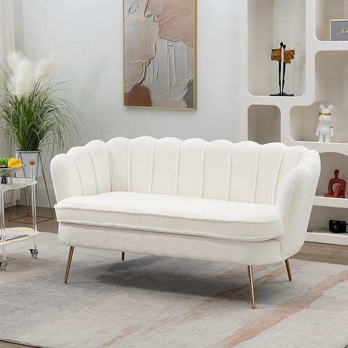 Anwick 59" Small Modern Chenille Loveseat Sofa, 2-Seater Sofa with Gold Metal Legs, Small Couch w... | Amazon (US)