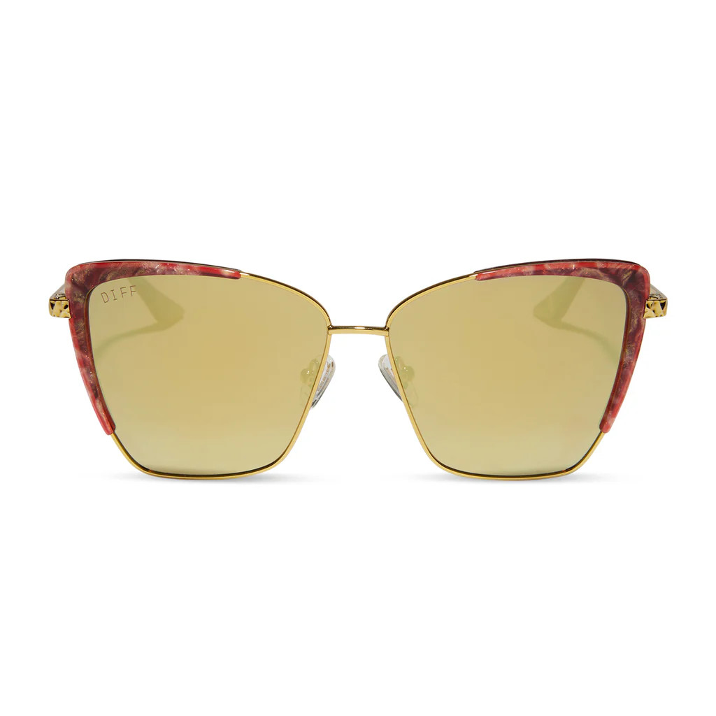 QUEEN AMIDALA™ - MARBLED NABOO™ ROYAL RED + HAMMERED GOLD + GOLD MIRROR + POLARIZED SUNGLASSE... | DIFF Eyewear